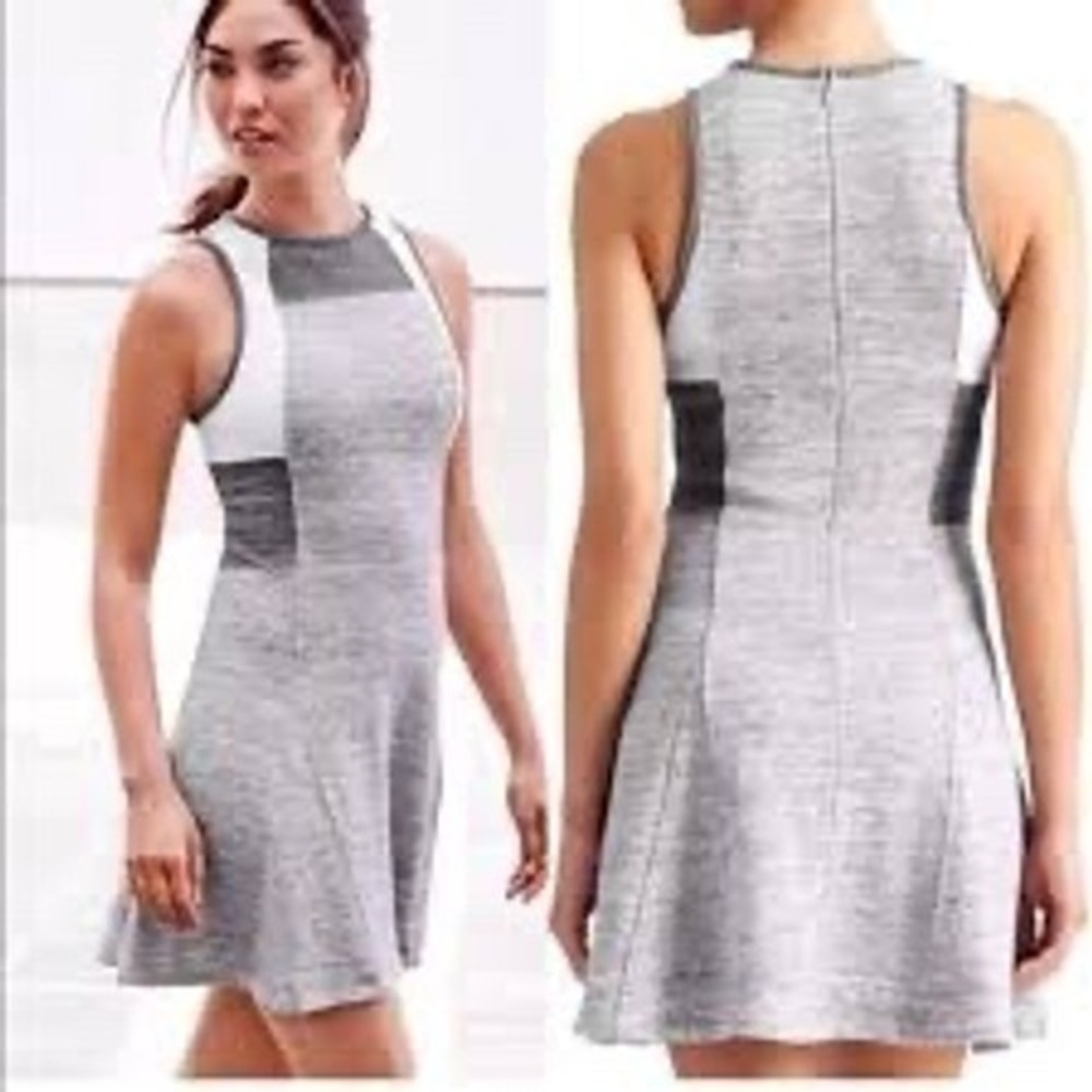 Derek Lam Athleta Dress Womens XS Grey White Excellent Colorblock French Terry